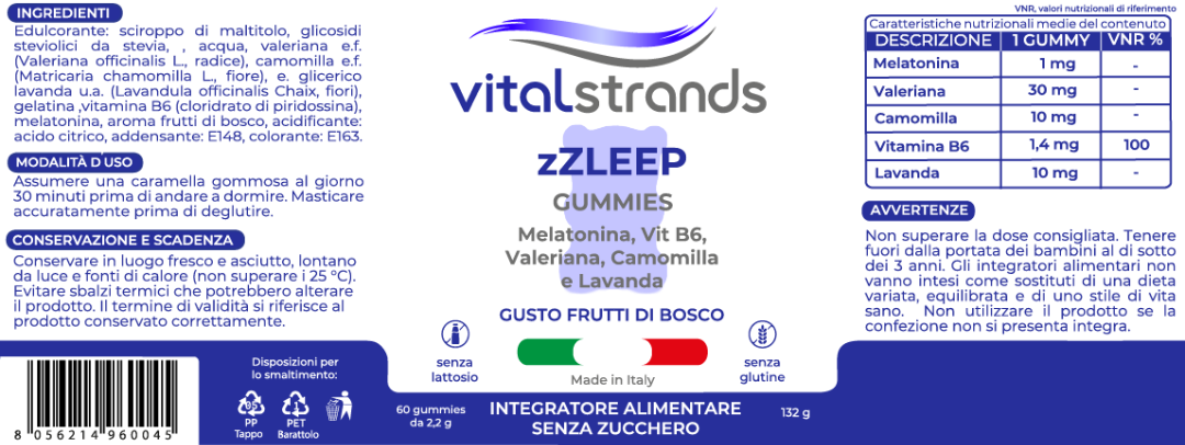 zZLEEP ORSETTI GOMMOSI | MELATONINA, VITAMINA B6, CAMOMILLA, VALERIANA E LAVANDA