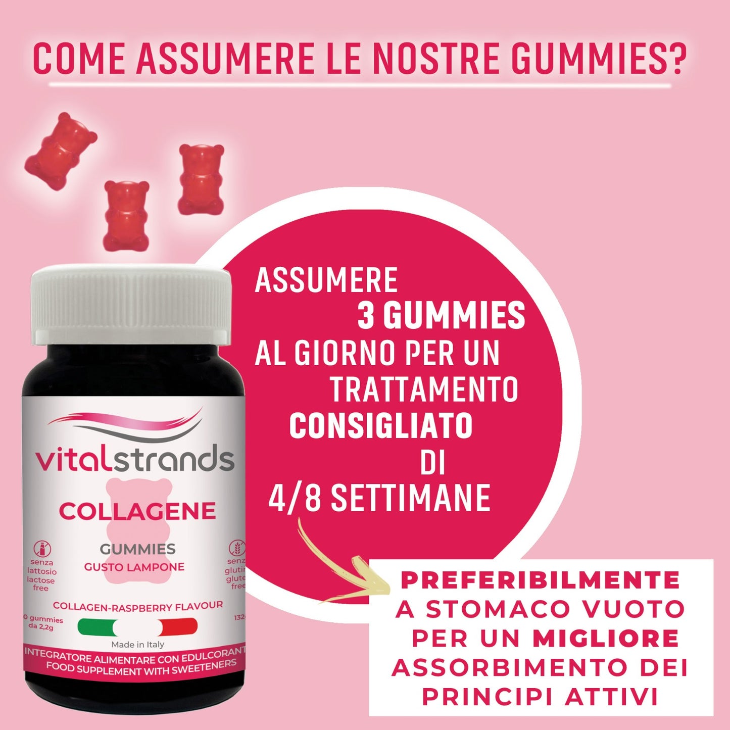 ORSETTI GOMMOSI COLLAGENE | COLLAGENE VERISOL®, ACIDO IALURONICO, COENZIMA Q10 E VITAMINA C