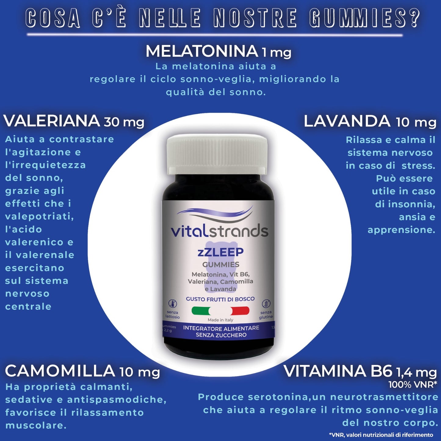 zZLEEP ORSETTI GOMMOSI | MELATONINA, VITAMINA B6, CAMOMILLA, VALERIANA E LAVANDA