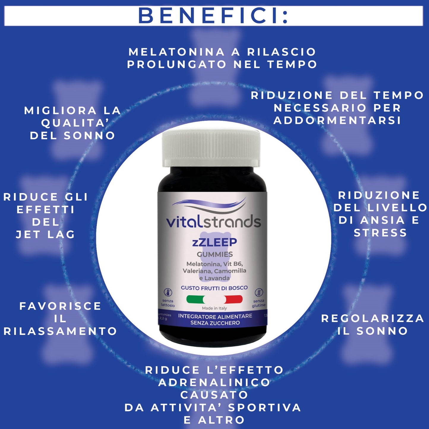 zZLEEP ORSETTI GOMMOSI | MELATONINA, VITAMINA B6, CAMOMILLA, VALERIANA E LAVANDA