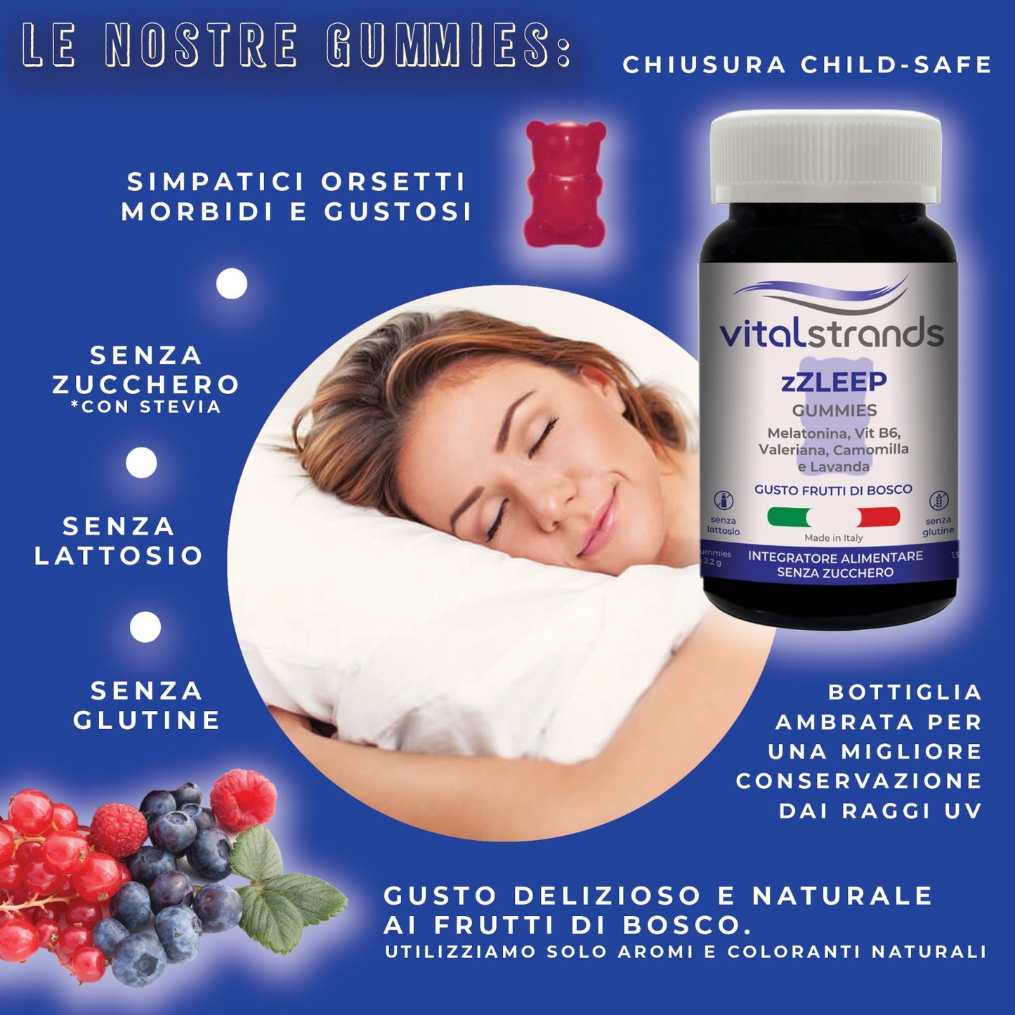 zZLEEP ORSETTI GOMMOSI | MELATONINA, VITAMINA B6, CAMOMILLA, VALERIANA E LAVANDA
