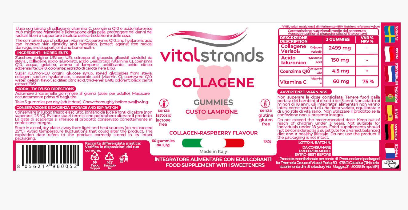 ORSETTI GOMMOSI COLLAGENE | COLLAGENE VERISOL®, ACIDO IALURONICO, COENZIMA Q10 E VITAMINA C