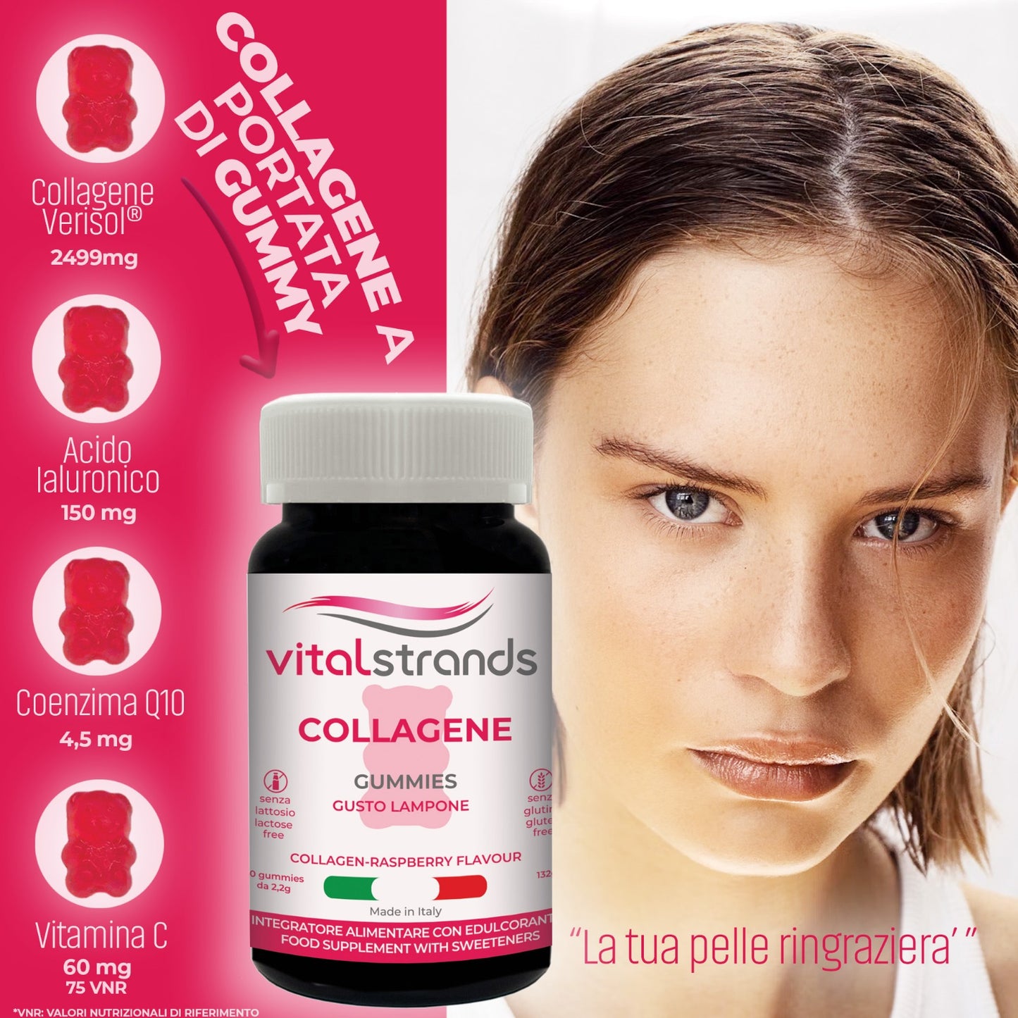 ORSETTI GOMMOSI COLLAGENE | COLLAGENE VERISOL®, ACIDO IALURONICO, COENZIMA Q10 E VITAMINA C