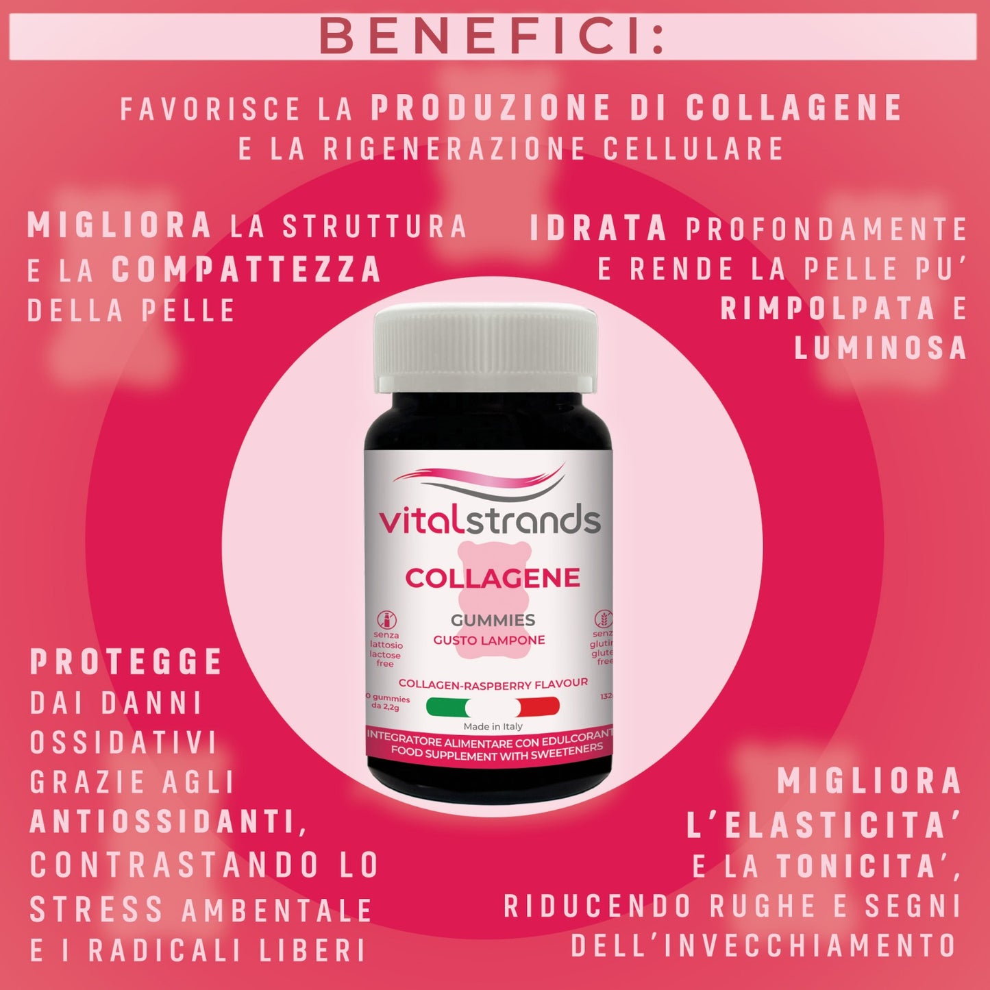 ORSETTI GOMMOSI COLLAGENE | COLLAGENE VERISOL®, ACIDO IALURONICO, COENZIMA Q10 E VITAMINA C