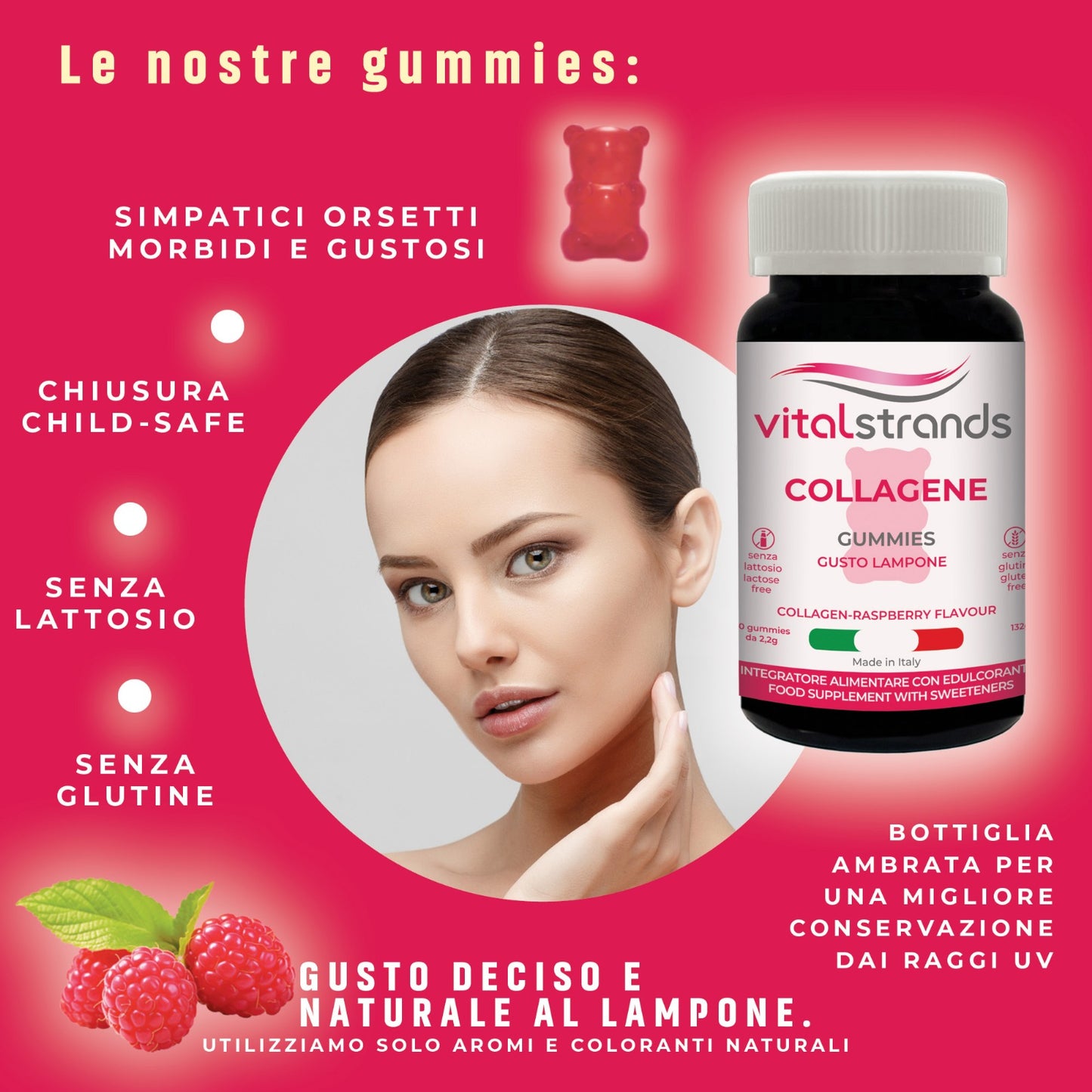 ORSETTI GOMMOSI COLLAGENE | COLLAGENE VERISOL®, ACIDO IALURONICO, COENZIMA Q10 E VITAMINA C